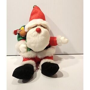 Vintage 1993 Trendmasters 8" Santa plush with toy bag and bell on cap